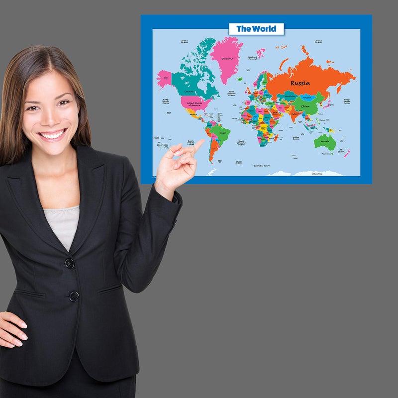 Palace Learning World Map and USA Map for Kids - 2 Poster Set - LAMINATED - Wall Chart Poster of the United States and the World (18 x 24) - Image 4